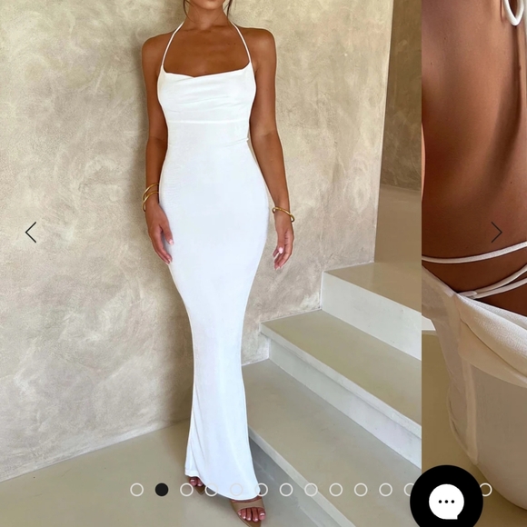 Chic White Halter Maxi Dress - Picture 1 of 9